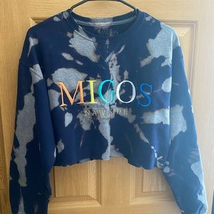 Migos tie die cropped crew neck